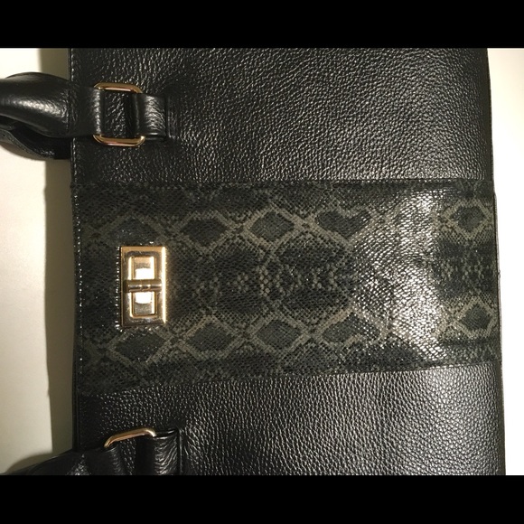 ERICA ANENBERG black leather & snakeskin tote Bags